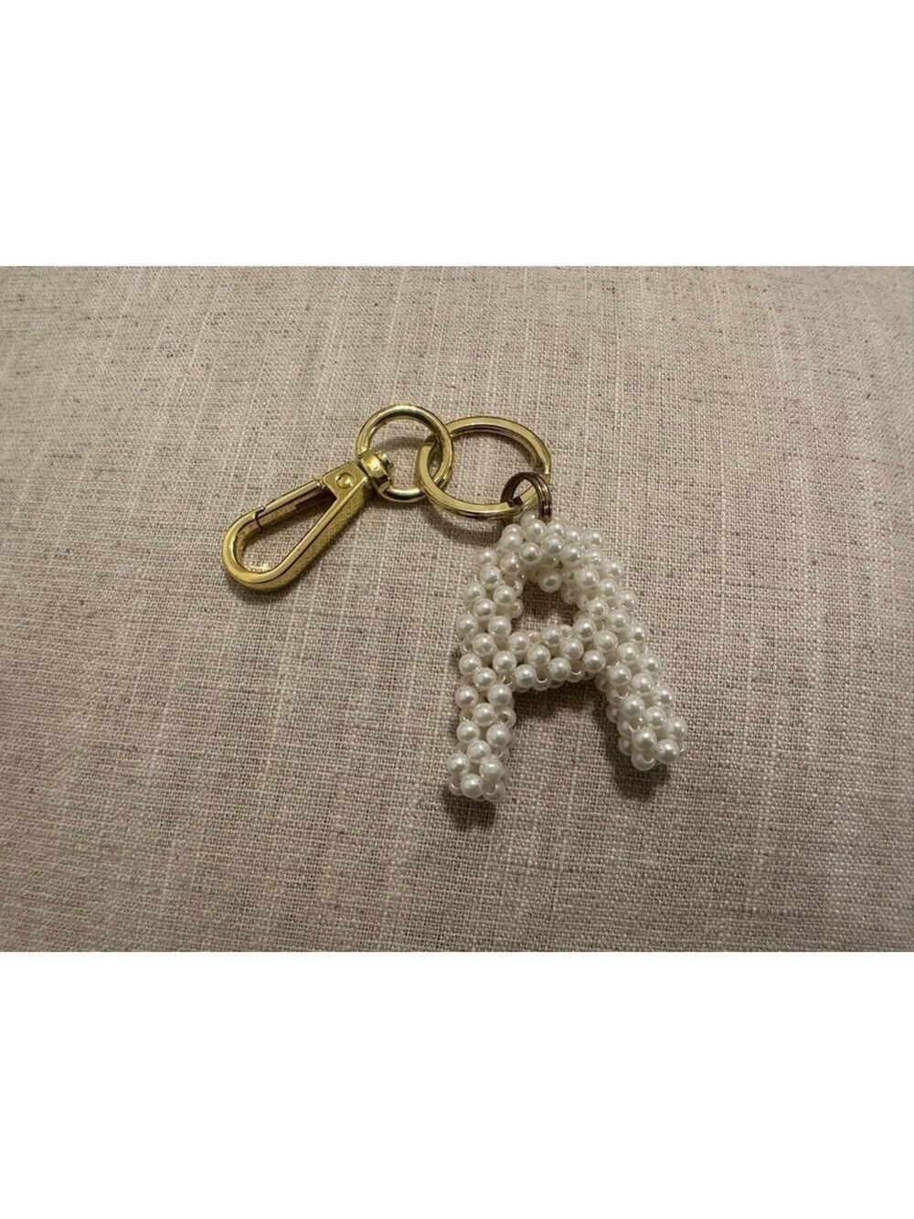 Pearl Gold Letter A Keychain